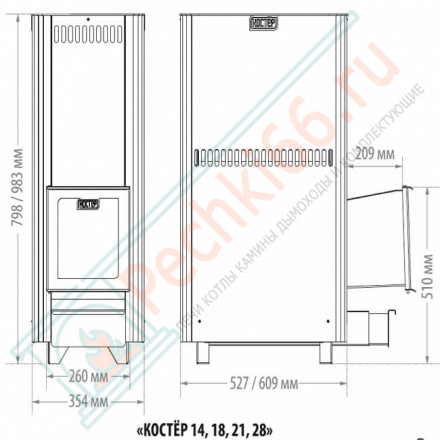 Печь для бани Костёр 28, дверца со стеклом (Костёр) до 28 м3