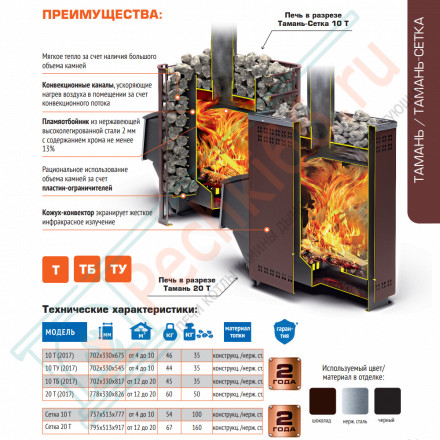 Печь для бани Тамань-сетка 10 Т (Теплодар)