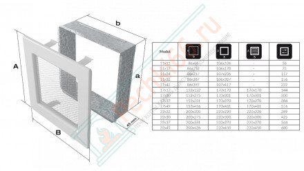 Решётка вентиляционная каминная графитовая 170х300 30G (Kratki)
