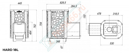 Печь для бани Hard 30L Хохлома Панорама (Сталь-Мастер)