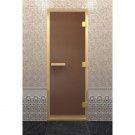 Стеклянная дверь для хамама в золотом профиле, бронза матовая 200х70 (по коробке) (DoorWood)