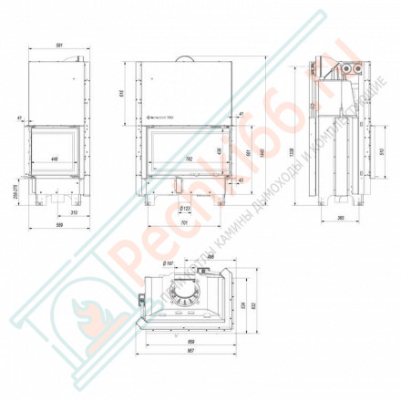 Стальная топка MBO/P/BS/G/SG, гнутое стекло (Kratki)
