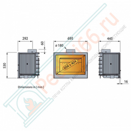 Чугунная топка LCI 007 GF Flat top CL, с шибером (Liseo Castiron) 14 кВт