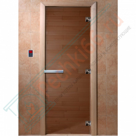 Дверь стеклянная для бани, бронза прозрачная, 2100х700 (DoorWood)