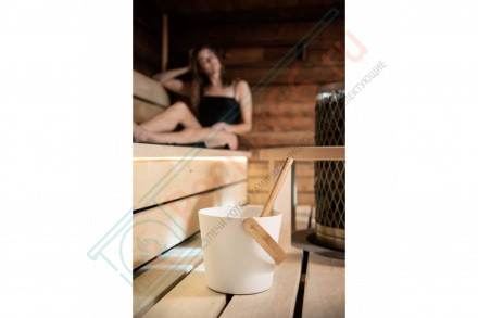 Ведро алюминиевое с бамбуковой ручкой Rento, белый (Tammer-Tukku)