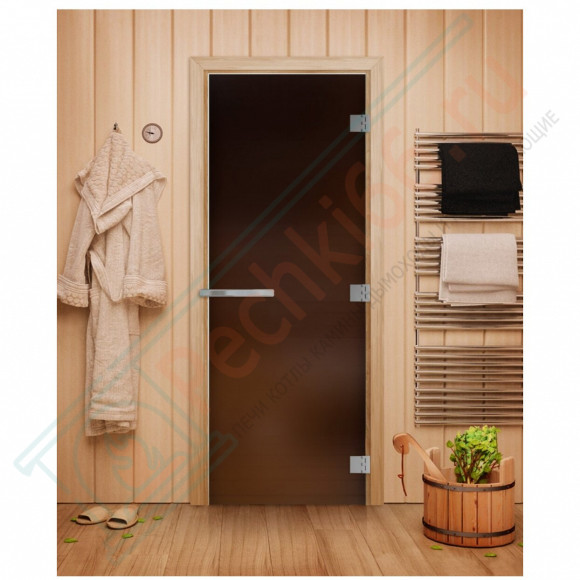 Дверь для бани и сауны Эталон, матовая бронза 10мм, 190х70 см (по коробке) (DoorWood) в Нижнем Новгороде
