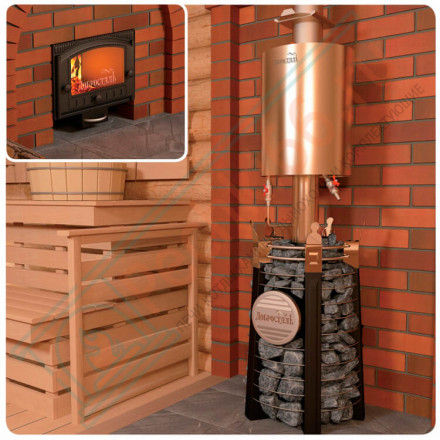 Банная печь Августа СТОУН стронг со стеклом (Добросталь)