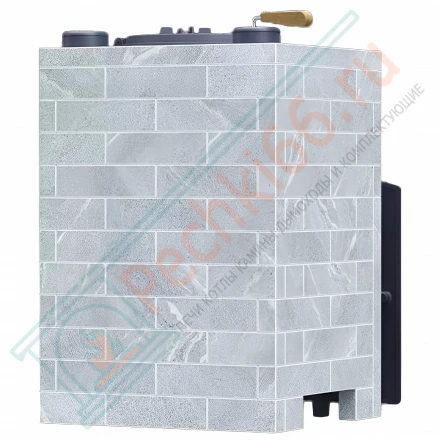 Чугунная банная печь Авангард 24 (М) в облицовке: Классика Талькохлорит кирпич (ТехноЛит)