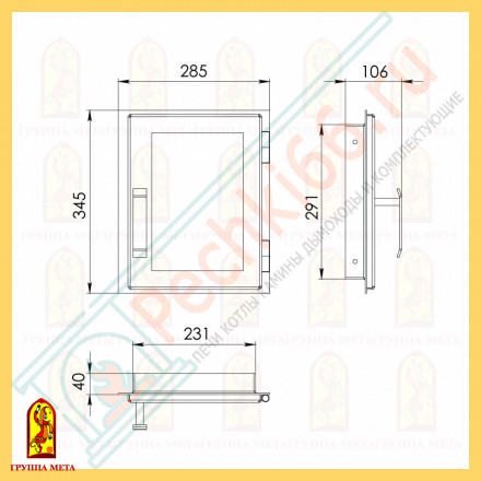 Дверка для камина ДВ-285 1С (Мета)