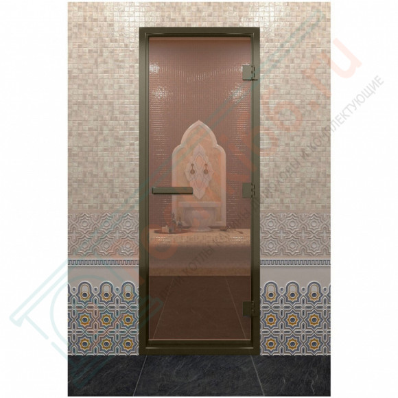 Стеклянная дверь DoorWood «Хамам бронза» в бронзовом профиле 1900х700 (по коробке) в Нижнем Новгороде