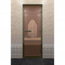 Стеклянная дверь DoorWood «Хамам бронза» в бронзовом профиле 2100х800 (по коробке)