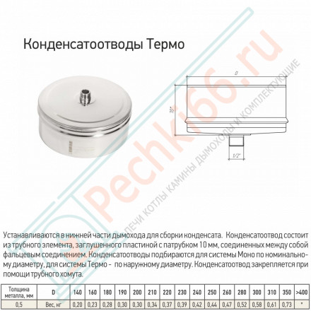 Кондесатоотвод Термо-Р (по наружному диаметру) (316-0.5) d-150/250 (ТиС Стандарт)