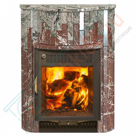 Портал для печи (Мини или Оптима) серии 'Ламель' - Жадеит + Россо Леванте (Feringer)