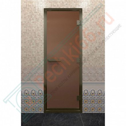 Дверь для хамама в бронзовом профиле, бронза матовая 210x80 (DoorWood)