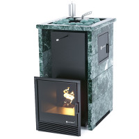 Печь для бани Сочи-M2 в трёхстороннем кожухе с открытым верхом из змеевика (ИзиСтим)