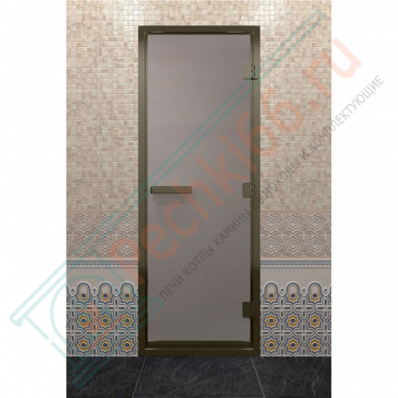 Дверь для хамама в бронзовом профиле, сатин 190x80 (DoorWood)