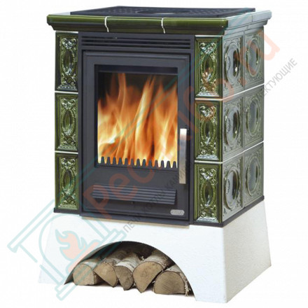 Керамическая печь-камин Helvetia K, металлический цоколь, зеленая (ABX)