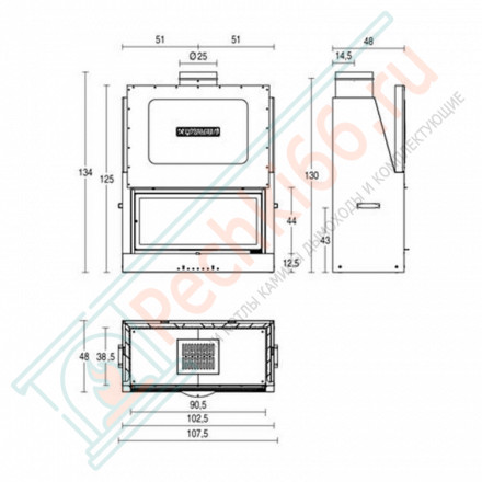 Стальная топка MA 263 SL (Piazzetta) 13,5 кВт