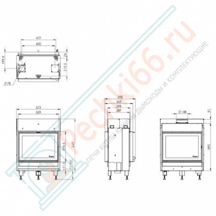 Каминная топка N-20T Exclusive, цвет - черный впереди, белый сзади (Nordpies)