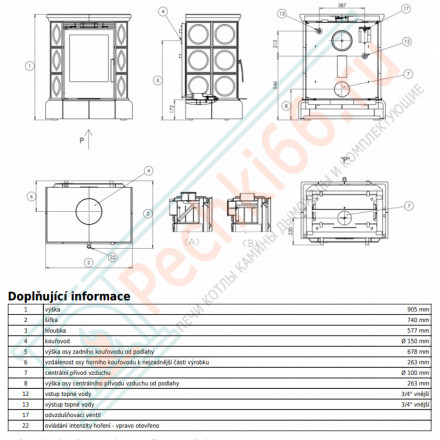 Керамическая печь Helvetia KPI, кафельный цоколь, Т/О 6.9 кВт, 2-цвета (ABX)