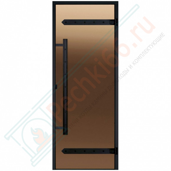 Дверь стеклянная для сауны LEGEND, бронза, коробка чёрная сосна 1900х800 (Harvia) D81901МL в Нижнем Новгороде