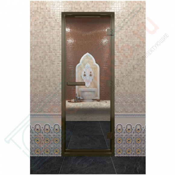 Стеклянная дверь DoorWood «Хамам Прозрачная» в бронзовом профиле 1900х800 (по коробке) в Нижнем Новгороде