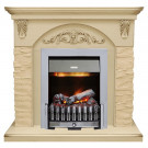 Каминокомплект Bern Сланец крупный бежевый / Алебастр темная патина с очагом Danville Chrome FB2