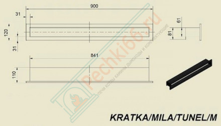Каминная решётка черная Mila Small 120x900 (Kratki)