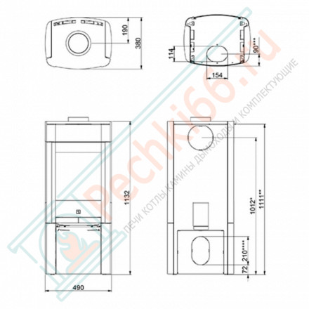 Печь-камин Scan 65-4, стеатит, с верхним выходом (Scan)