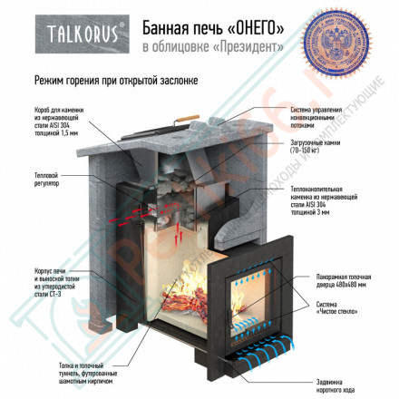 Печь для Русской бани Онего 35С15 президент с выносной топкой (Talkorus)