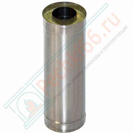 Сэндвич труба для дымохода L=1.0 м (НЕРЖ-439/1,0-НЕРЖ-439/0,5) d-130/200 (УМК)