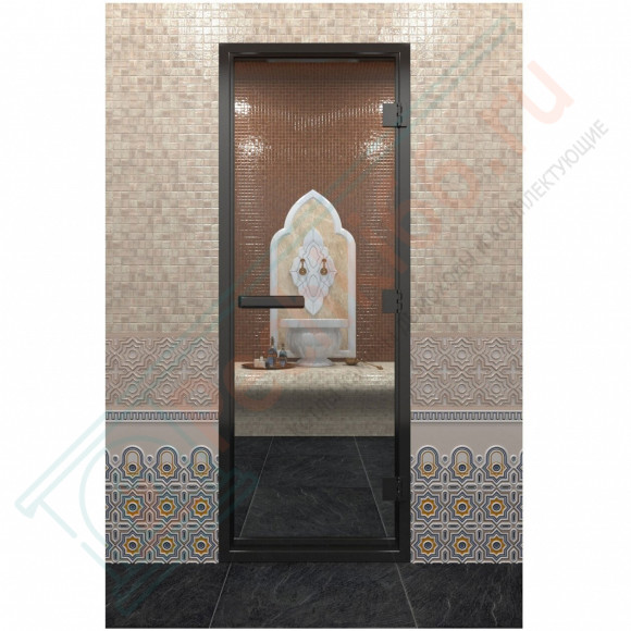 Стеклянная дверь DoorWood «Хамам Прозрачная» в черном профиле 2000х800 (по коробке) в Нижнем Новгороде