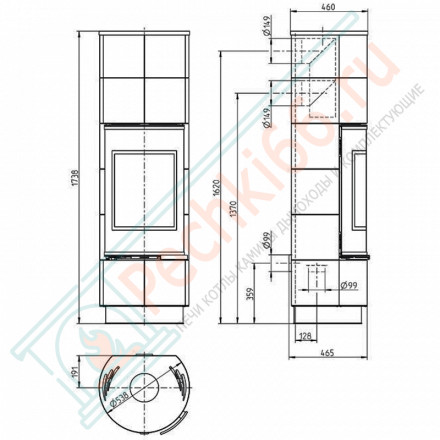 Печь-камин Delia Extra Ceramik, черная (Thorma)
