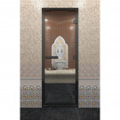 Стеклянная дверь DoorWood «Хамам Прозрачная» в черном профиле 1800х700 (по коробке)