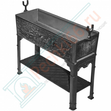 Мангал чугунный цельнолитой Спарта-2, с полкой (Литтех)