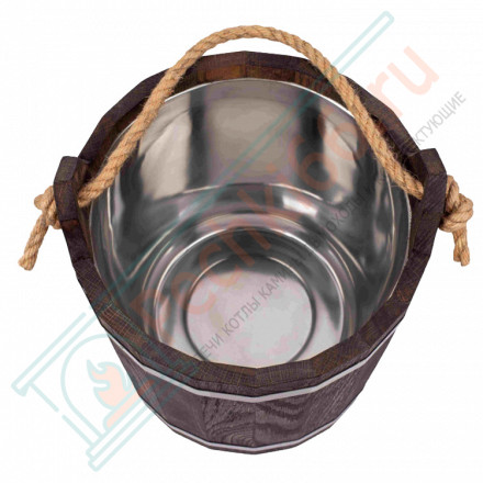 Запарник 12 л из кавказского дуба морёный с нержавеющей вставкой (212F)