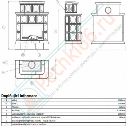 Изразцовая печь Karelie, кафельный цоколь, 5-цветов (ABX)