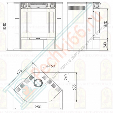 Печь-камин Амур 12 (Мета-Бел) до 240 м3
