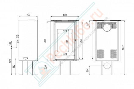 Печь-камин Solum Top, черная сталь (Defro-Home) 9кВт