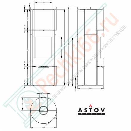 Печь-камин R1.0 XL K Plus высота 1500 мм (Астов)