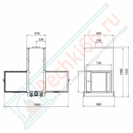 Каминная топка DF 750W, белый шамот (Stav)