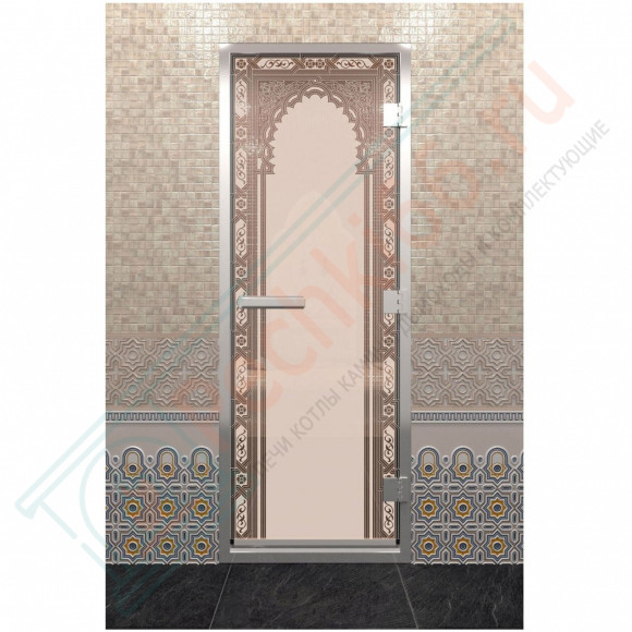Стеклянная дверь DoorWood «Хамам Восточная Арка Бронза матовая» 200х80 (по коробке) в Нижнем Новгороде