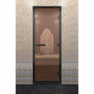 Дверь для хамама в черном профиле, бронза 2000x900 мм (DoorWood)