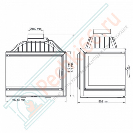 Каминная топка Torres left с левым стеклом (NORDflam) 14 кВт