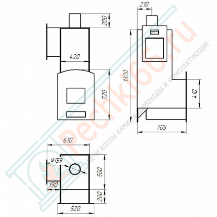 Банная печь из нержавеющей стали № 06Н10 - 24 (Тройка) до 24 м3