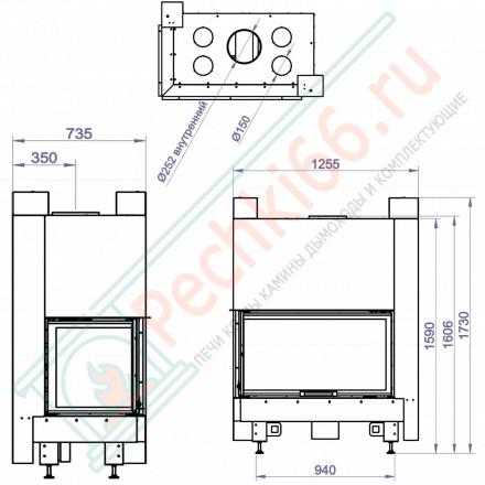 Каминная топка CFR 1000W правая, белый шамот (Stav)