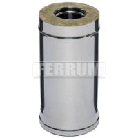 Сэндвич труба для дымохода L=0,5м (НЕРЖ-430/0,8-НЕРЖ-430/0,5) d-115/200 (Ferrum HF)