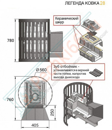 Чугунная печь для бани Легенда Ковка 28 224 (Везувий) до 30 м3