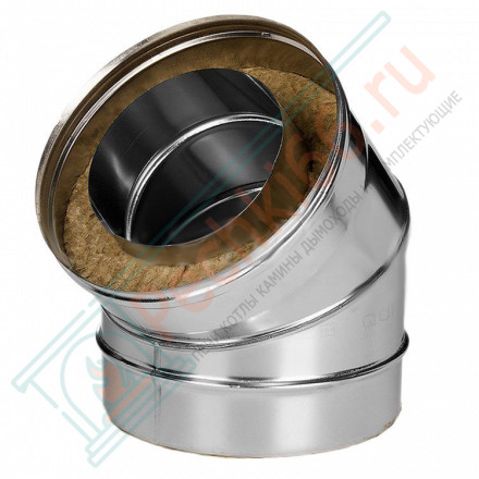 Отвод 45° с изол (НЕРЖ-321/0,8-НЕРЖ-439/0,5) d-200/280 (Дымок-Lux)