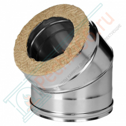 Отвод 45° с изол (НЕРЖ-321/0,8-НЕРЖ-439/0,5) d-250/330 (Дымок-Lux)